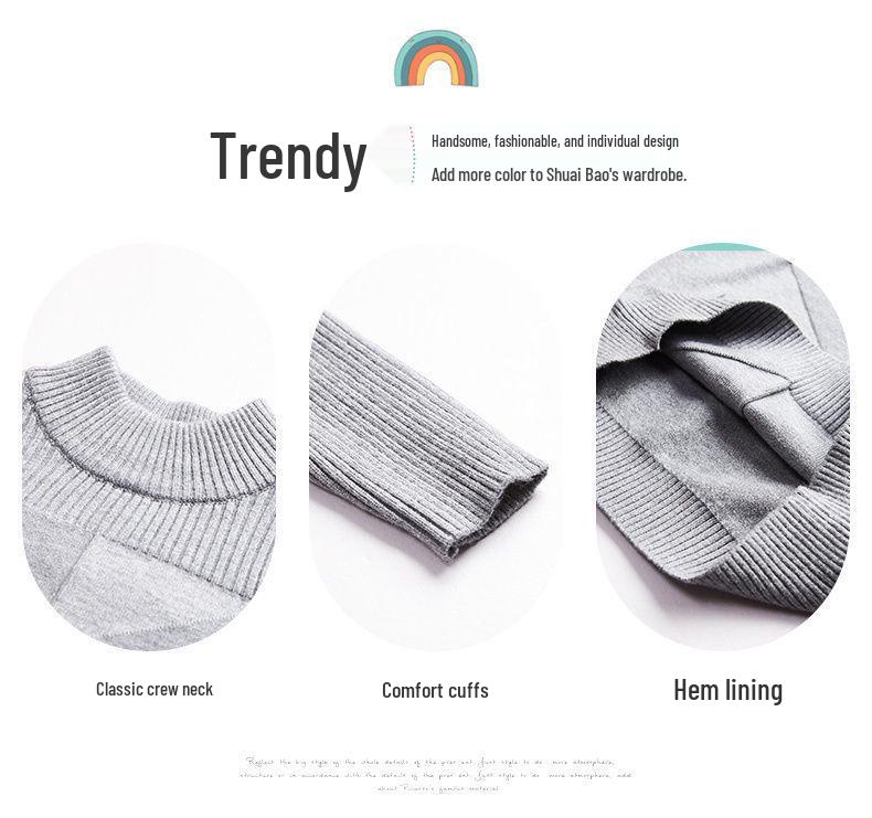 Boys' Autumn/Winter Pullover Sweater: Warm, Stylish Base Layer for Kids