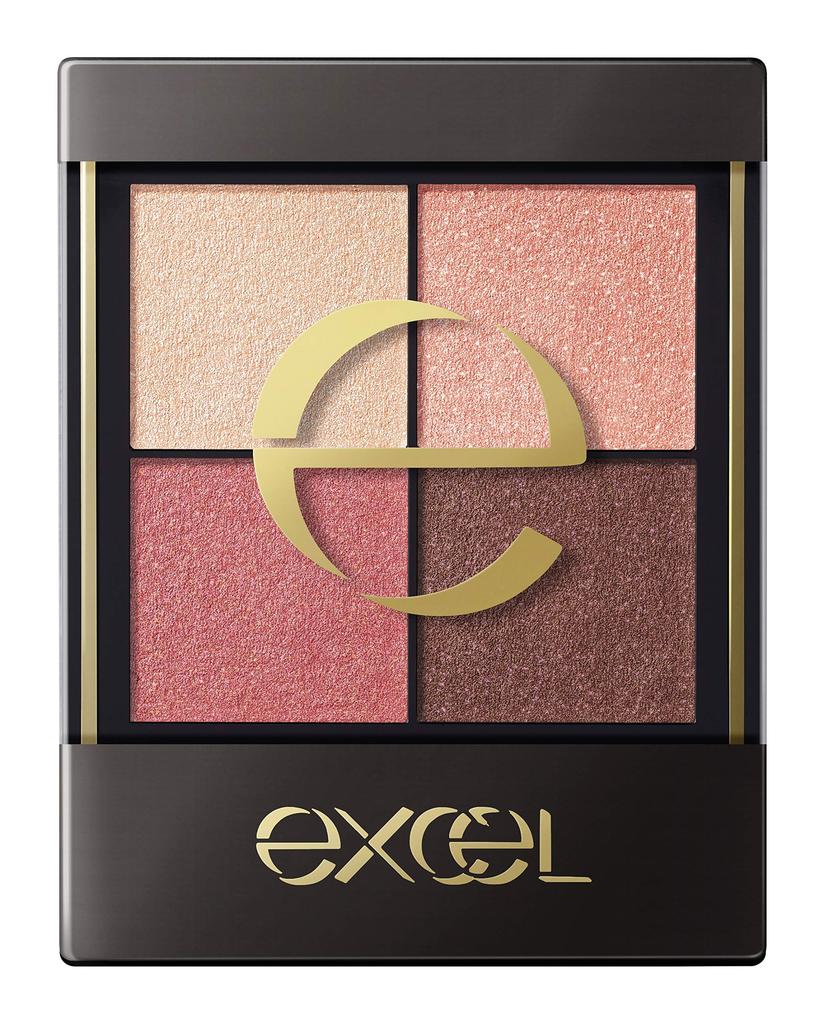 Excel Real Close Shadow CS02 Palette Eyeshadow Eyeshadow Palette Makeup 4 Colors 3 Textures (Pink Mohair) (Gloss, Glitter, Matte)