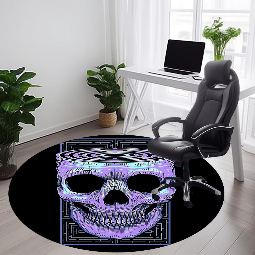 1pc Skull Maze Office Round Area Rug, Indoor Mat Suitable ForOffice, Under Office Chairs Bedroom Living Room Home Decor, Room Deco q116