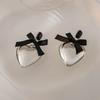 Exaggerated Personalized Love Earrings, High-End Sweet And Cool Black Bow Earrings, Niche Design Earrings