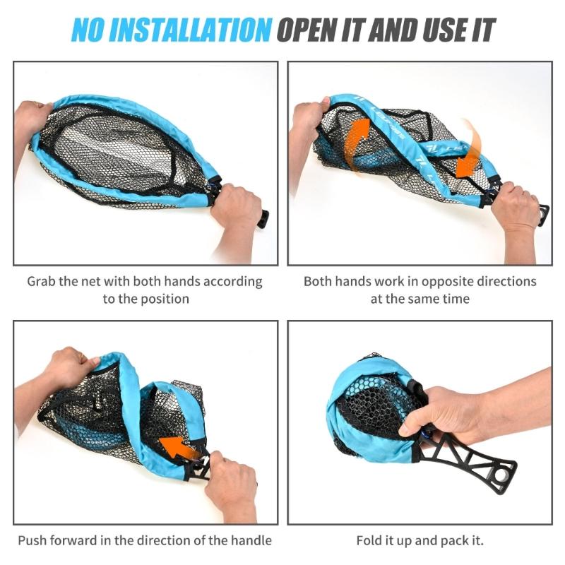 Fishing Landing Net Portable Fishing Net with Comfortable Grip and Storage Bags Foldable Landing Net Fishing Tackle Tool