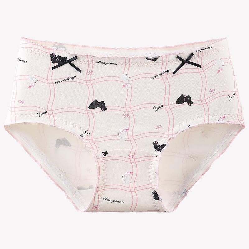 Girl Spring and Autumn Lovely Printed Bow Comfortable Breathable Waist Cotton Crotch Triangle Briefs