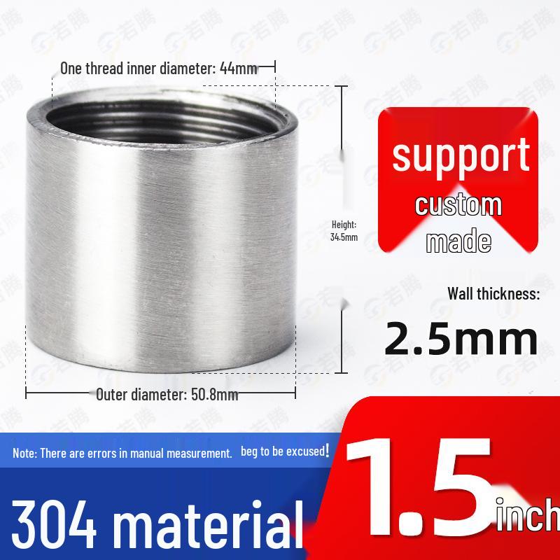 304 Stainless Steel Double Female Thread Pipe Fitting, Internal Thread, 4 to 6 Points, 1 Inch