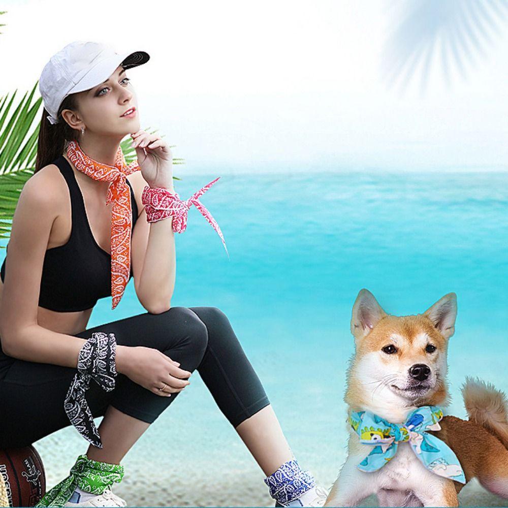Cotton Pet Cooling Scarf Soft Cat Neck Strap Dog Cool Towel  For Preventing Heatstroke