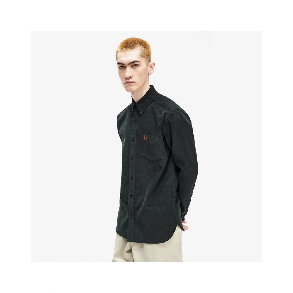 Fred Perry Corduroy Shirt   Night Green Afpm2438726 Q20