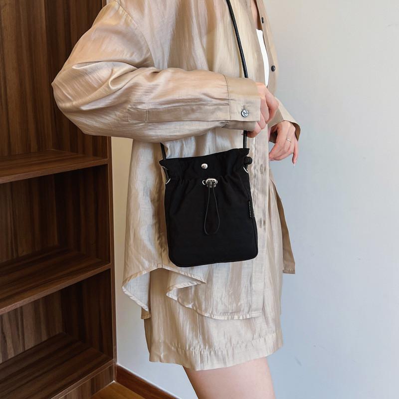 Stylish Korean Canvas Bucket Bag For Women In Black Beige And Pink With Soft Structure