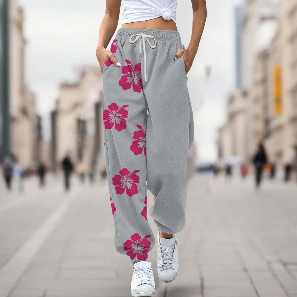 Women's Casual Fashion Print Casual Drawstring Elasticated Waist Drawstring Pants