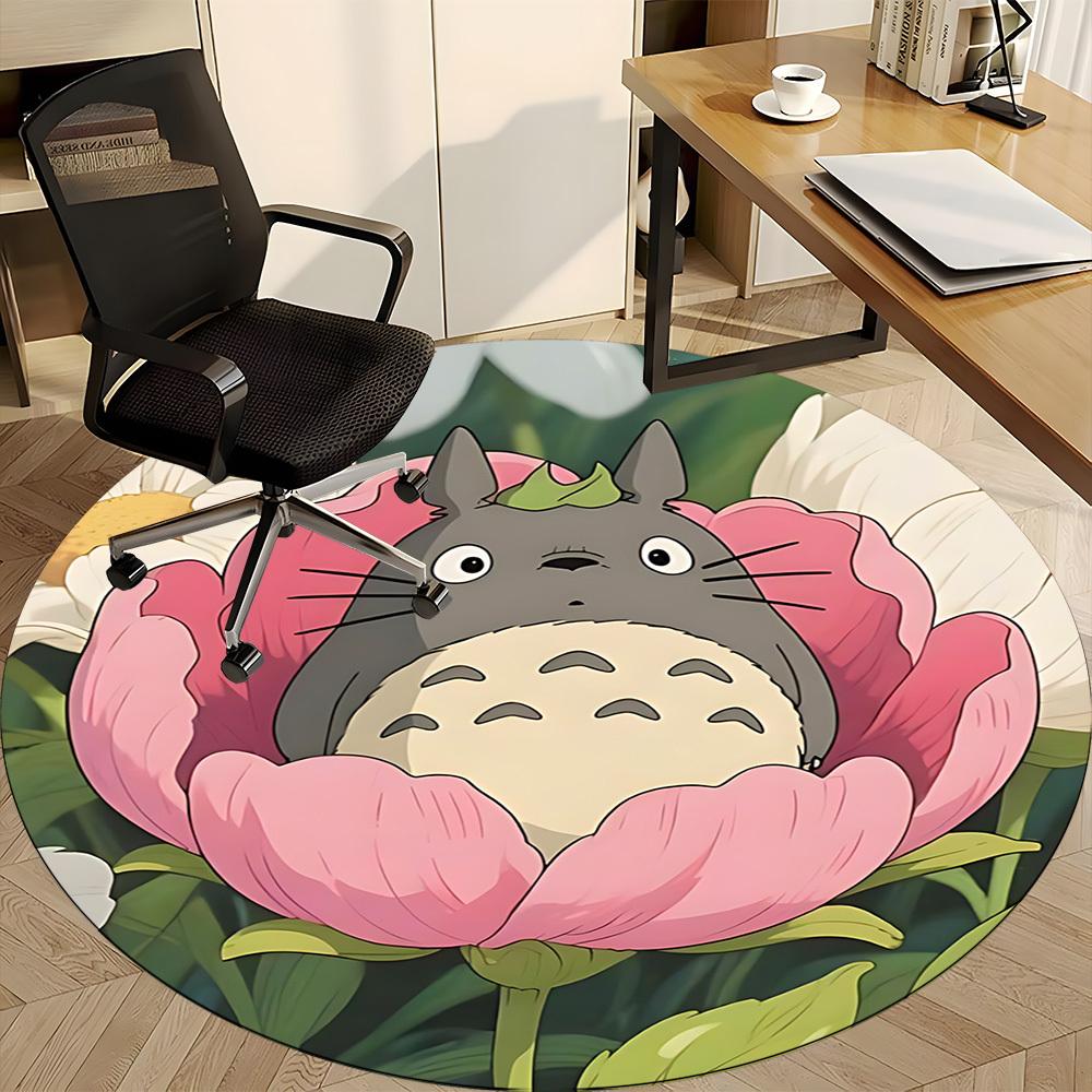 1pc Flower Totoro Office Round Area Rug, Under Office Chairs Bedroom Living Room Home Decor  a1022303