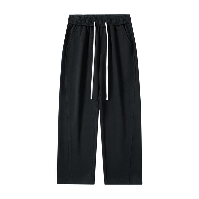Men's Cotton Patchwork Casual Pants, Summer American Loose Straight Leg Trendy Sports Pants, Long Pants