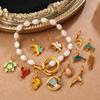 Stainless Steel Seashell Turtle Pendant Necklace Bracelet Accessory