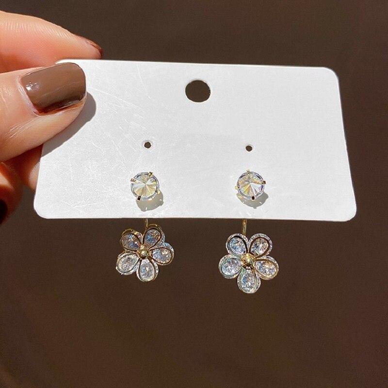 Shinning Flower Drop Earrings For Women Elegant Cubic Zirconia Fashion Jewelry All Match