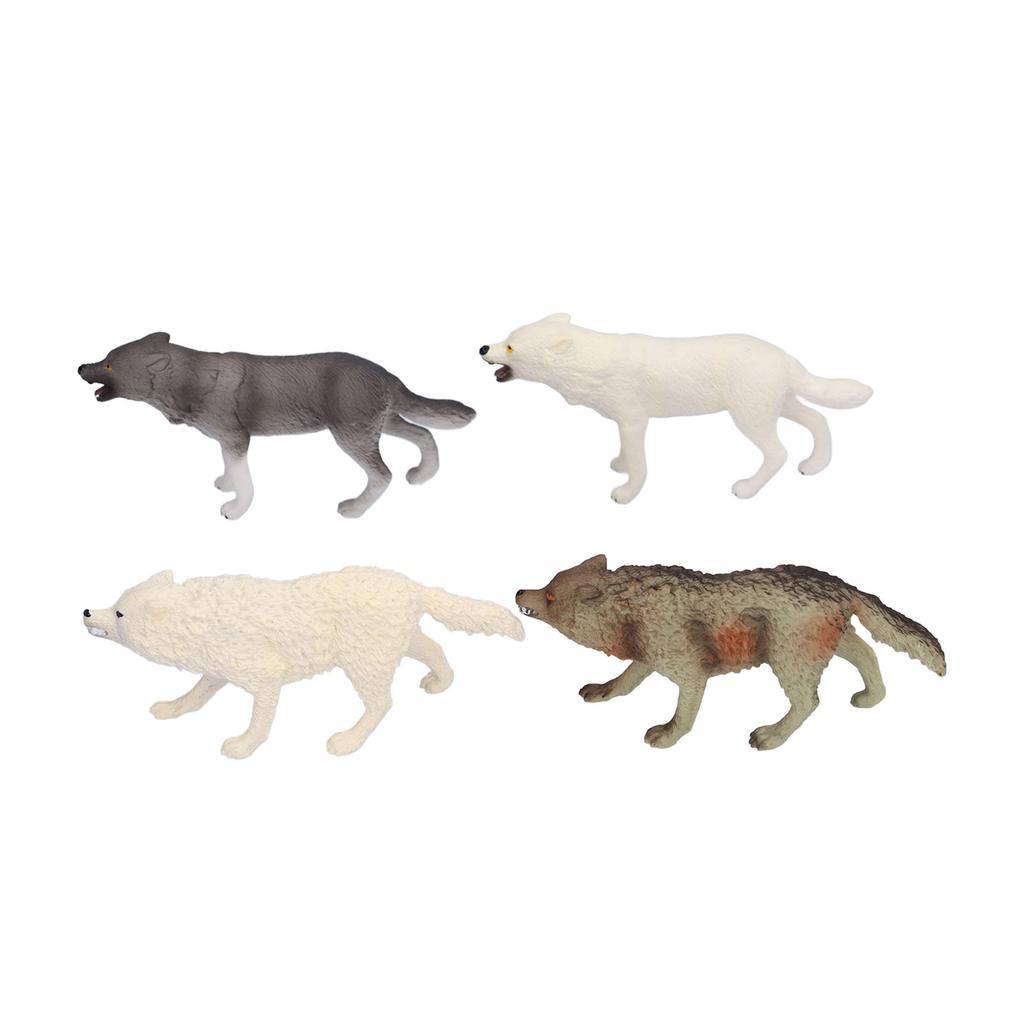 4pcs Wolf Toy Figurines Hand Made High Simulation Animal Action Figures Playsets for Collection