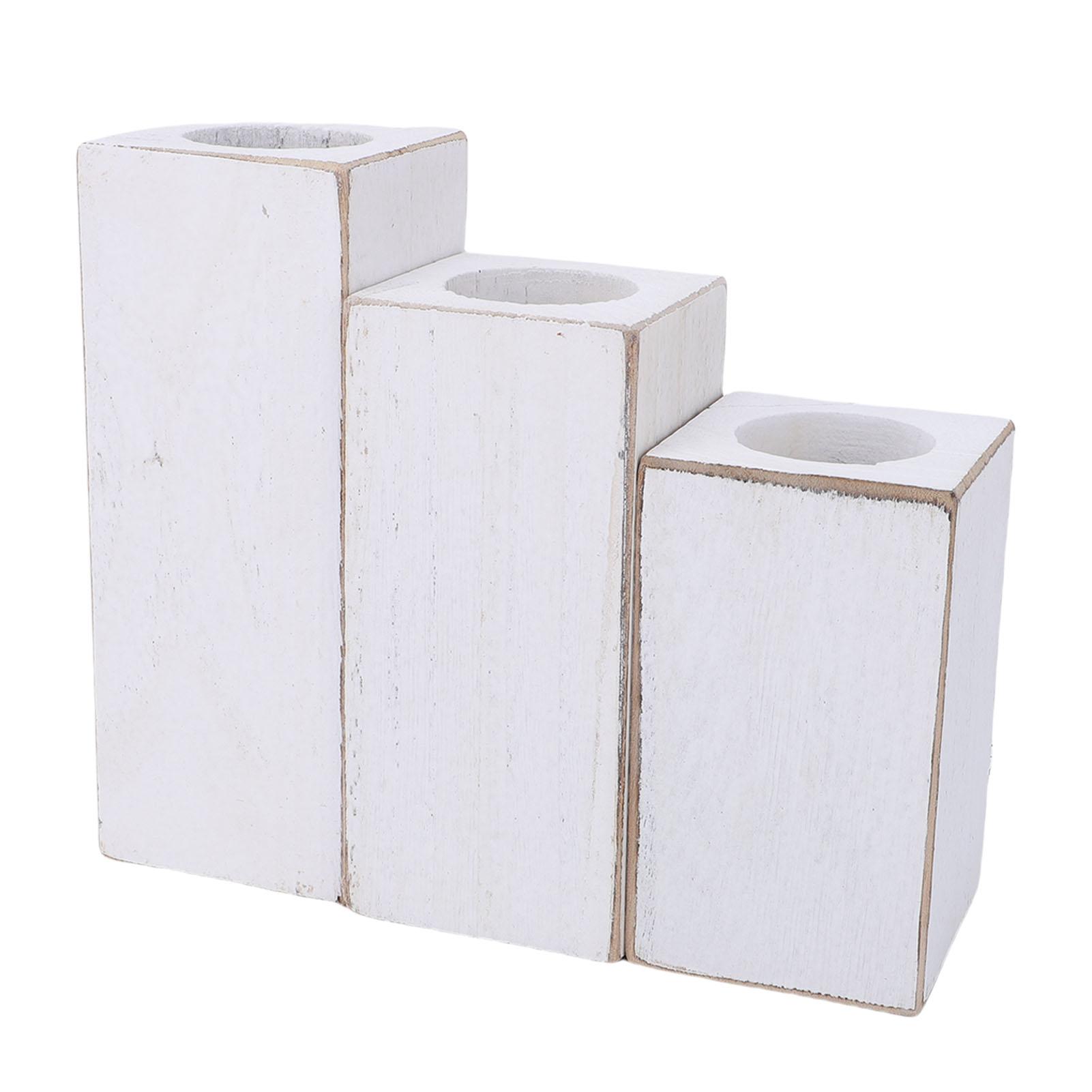

3 Pcs Wooden Candle Holder Rustic Farmhouse Candle Stand with Flat Base for Home Decor