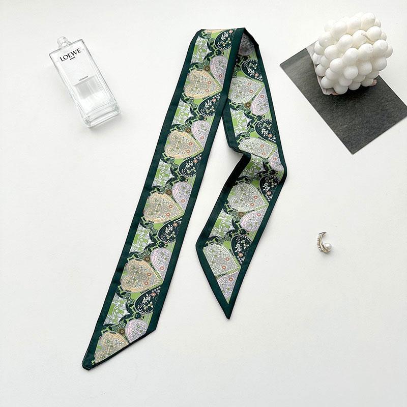 1Pc Silk Scarf Versatile Long Gift Ponytail Ribbon Temperament Bag Straps Soft Printed