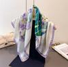 Women's Imitation Silk Square Scarf Soft Satin Print Wrap Foulard Neckerchief Bandannas Hair Skinny Tie Scarves Shawls Travel