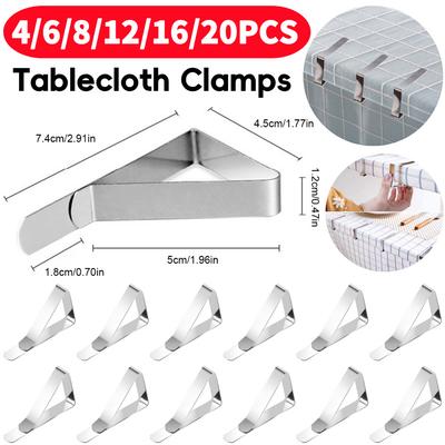 4-20 Peças Grampos para Toalha de Mesa Aço Inoxidável Antiderrapante Suporte de Fixação Casamento Acampamento Passeio Cobertura de Toalha de Mesa Clips de Fixação