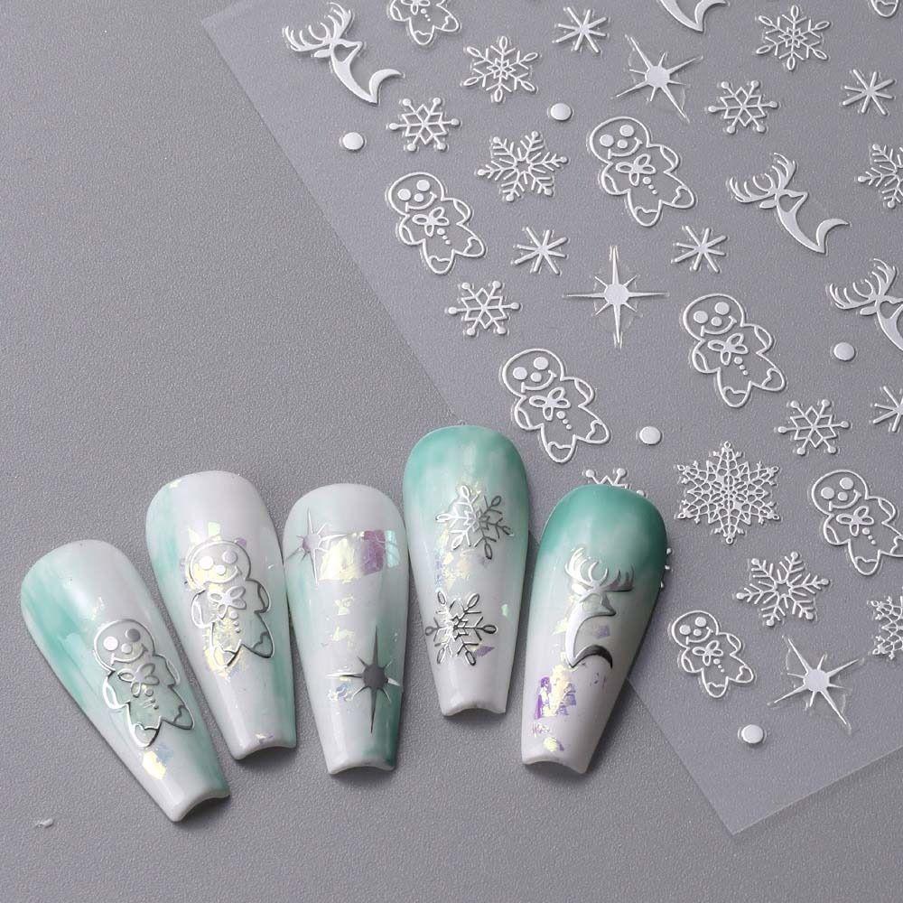 Metaliczne wytłoczone naklejki Świąteczne naklejki na paznokcie Świąteczne ozdoby do paznokci Zima