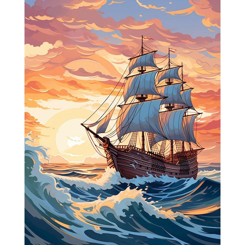 CHENISTORY Hand Painting Sailboat In Bedroom Living Room Landscape Painting By Numbers Kit DIY Artwork Canvas Home Decoration