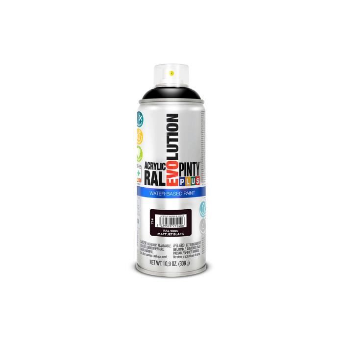 Peinture En Aérosol - GENERIQUE - Pintyplus Evolution - 520cc - Noir Foncé Mat - Base Aqueuse