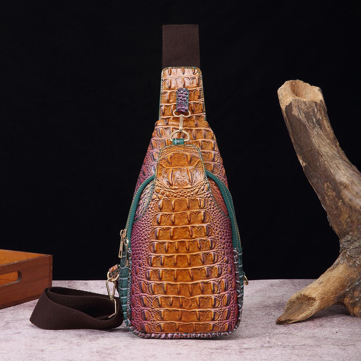 Сумка на грудь с градиентом из искусственной кожи женская сумка с крокодиловым узором модная ретро-сумка с широким плечевым ремнем женская нагрудная сумка поясная сумка сумка через плечо 2260₽