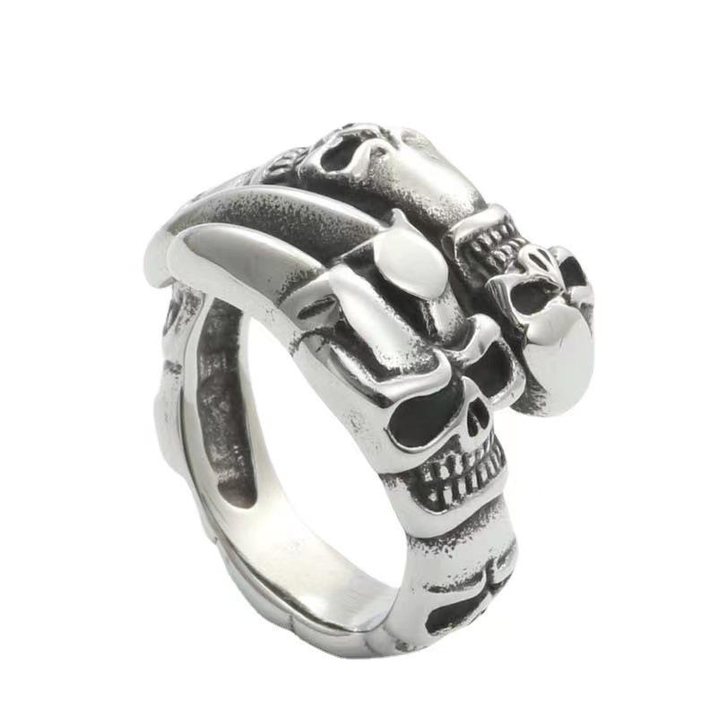 European and American Men's Titanium Steel Ring, Fashionable Men's Domineering Steel Ring, Animal Claw,