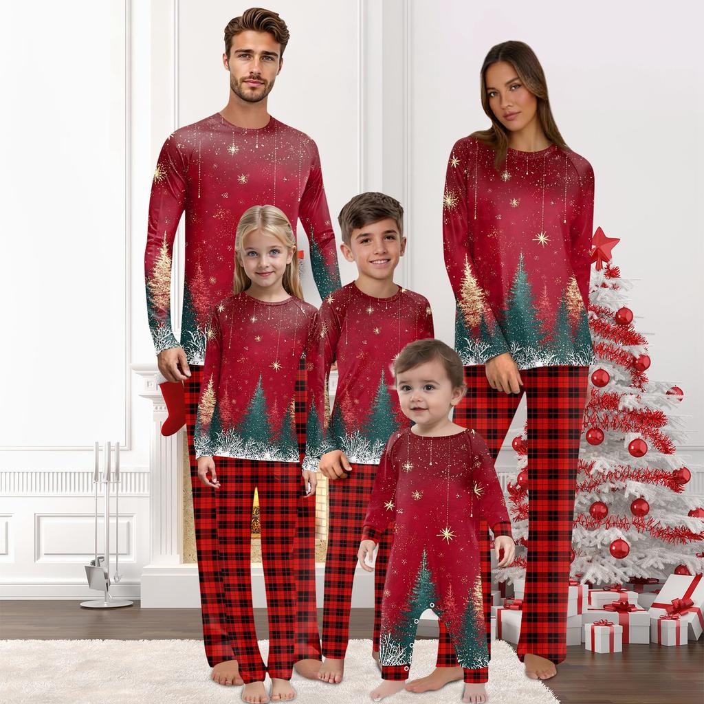 Christmas Prints Family Matching Long Sleeve Tops+Pants Set Family Matching Sets