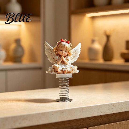 Spring Swing Car Accessories Angel Girl Ornament 2D Double Sided Acrylic Dashboard Bouncing Office Table Decorations Decor with Adhesive Base,