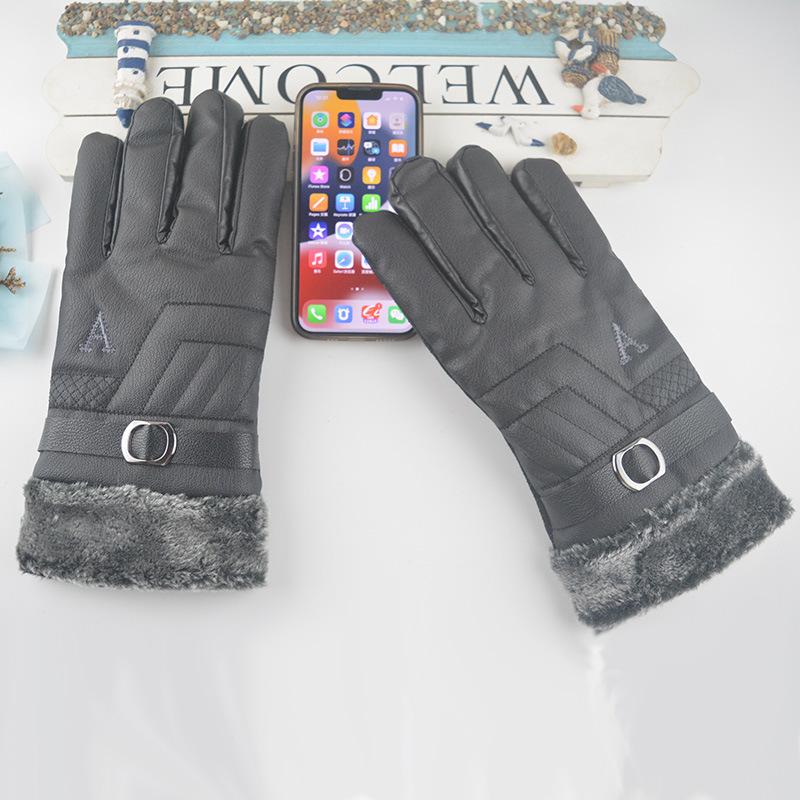 Autumn and Winter Men's New Velvet Thermal Gloves
