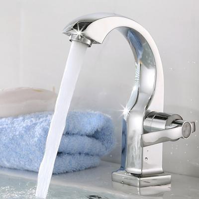 Single Hole Copper Curved Basin Sink Faucet Bathroom Deck Cold Water Outlet Tap