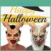 Furchterregende Latex-Lucifer-Maske mit Hörnern für Halloween-Festivals und Kostümpartys