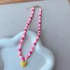 Bunte Perlenherz-Anhänger-Halskette für Frauen Mädchen Kontrastfarbiger Choker Ästhetischer Schmuck Hals-Accessoires