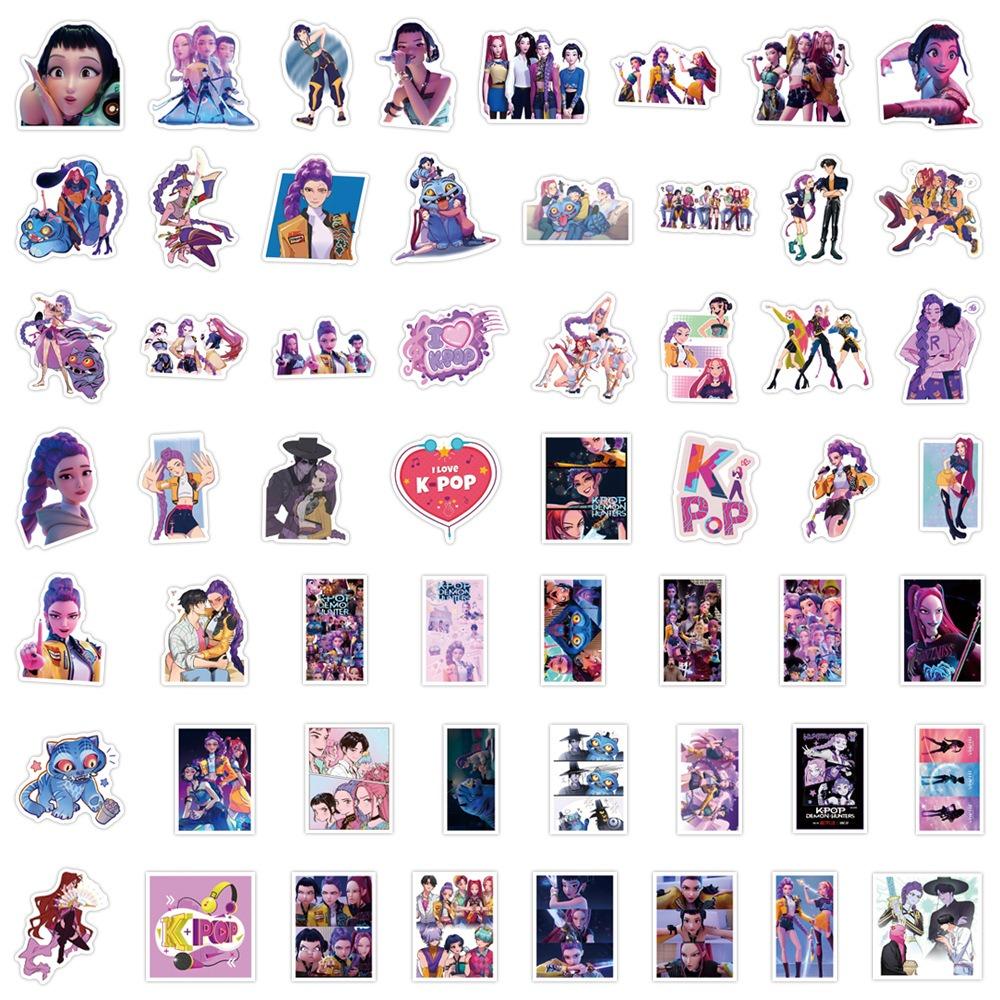 50/55/60 Pezzi Adesivi KPop Demon Hunters Adesivi Fai da Te KPop Demon Hunters Scrapbooking Telefono Bagagli Skateboard Decalcomanie Impermeabili