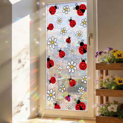 Adesivo per Finestra Scena di Primavera Curativa Pellicola Statica per la Privacy Fiore e Ape Modello Decalcomania per Porta Specchio Casa