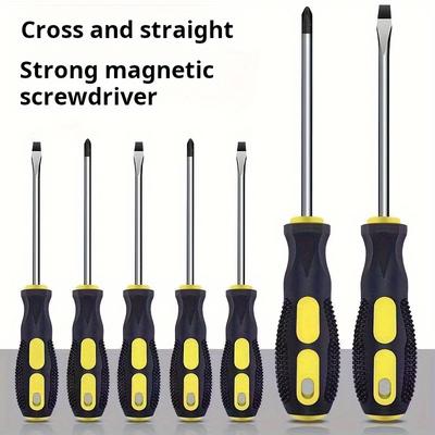 Conjunto de chaves de fenda magnéticas com cabo de massagem ergonômico - Phillips e cabeça plana, nível industrial, kit de reparo doméstico Mini conjunto de chaves de fenda