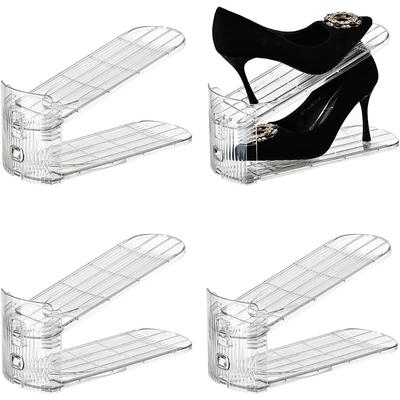 Schuhstapler Schuhregal Organizer für Schrank Platzsparer Aufbewahrung Schuhhalter Organisation, Transparent(5 * 11 Zoll (Transparent, 4er-Pack)