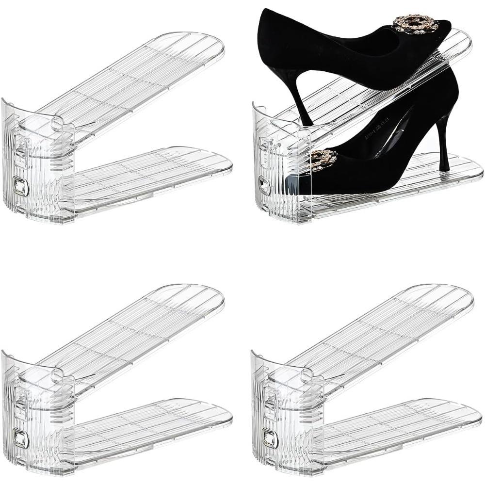 Shoe Stacker Shoe Rack Organizer for Closet Space Saver Storage Shoe Holder Organization,Transparent(5 * 11inch (Transparent, 4 Pack) 2Pack