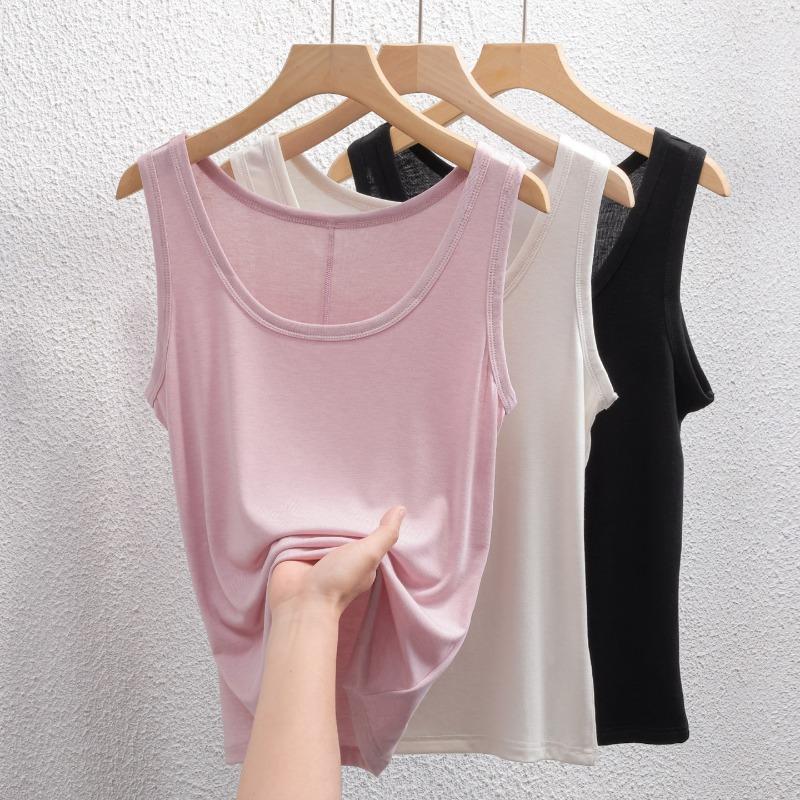 Damen Einfarbig Schmal Geschnitten Dünnes Trägertop Tanktop Sommer Oberbekleidung Innenoberteil