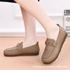 Womens Flat Loafers Casual Slip-On Shoes Round Toe PU Leather Comfortable Non-Slip Rubber Sole