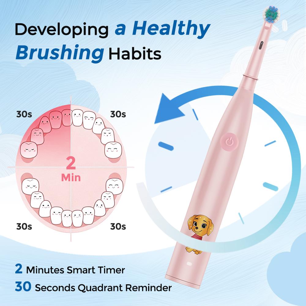 Children's Rotating Electric Toothbrush with 4 Brush Heads 5 Cleaning Modes Cartoon Sonic Electric Toothbrush Teeth Care