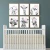 Leinwandmalerei Cartoon Tiere Baby Kinderzimmer Rosa Blume Löwe Tiger Giraffe Poster Druck Wandkunst für Mädchen Schlafzimmer Heimdekor