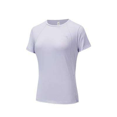 Bequemes Einfaches Vielseitiges Einfarbiges Atmungsaktives Sport Kurzarm T-Shirt Damen Oberteile Hell-Lila Grau 162535105-3