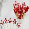 (100pcs/pack) 11.8cm Santa Claus Bamboo Skewers Disposable Toothpick Kitchen Accessories Dessert Fruit Christmas Party Wood