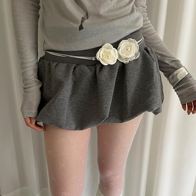 Elegant Rose Waist Chain Choker Necklace Imitation Pearls Floral Collar Chain Jewelry for Women Adjustable Length