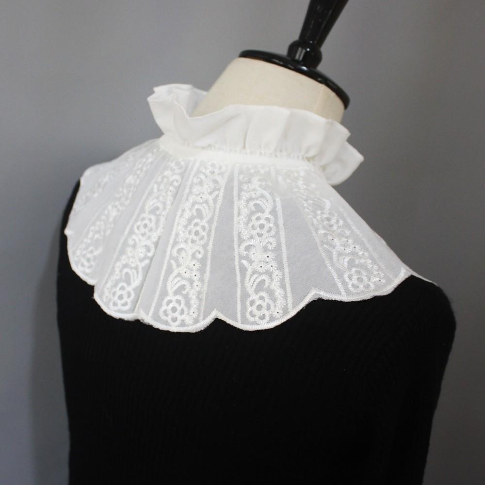 Lace Embroidered Ruffle Collar Removable Detachable Collar Elegant Women Fake Collar  Fashion