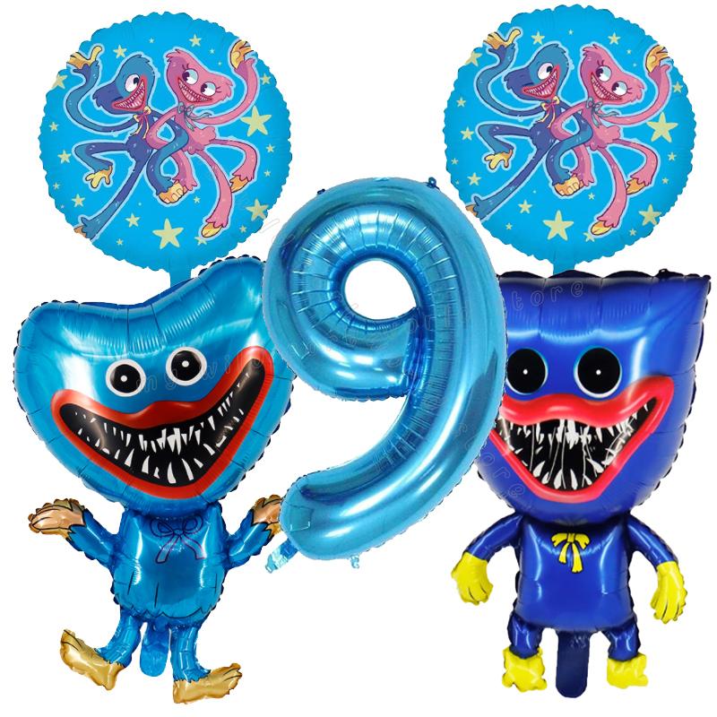 Game Huggy Wuggy Number Balloons Decoration Poppy Playtime Birthday Party Ballon Set Baby Shower Cartoon Round Foil Balloon