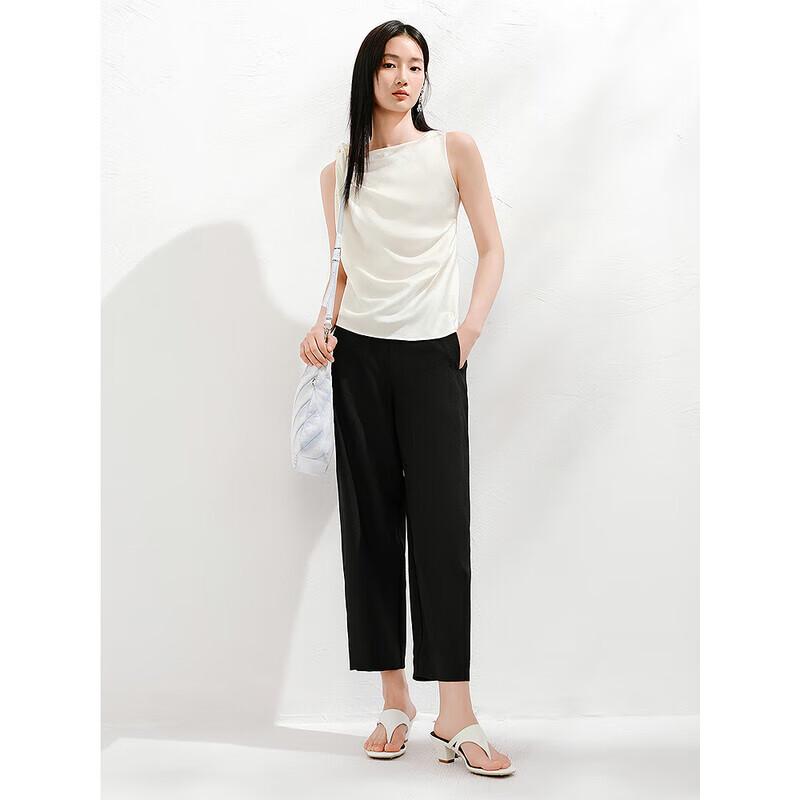JUZI ANNACO Women's Relaxed Curved-Leg Cropped Pants