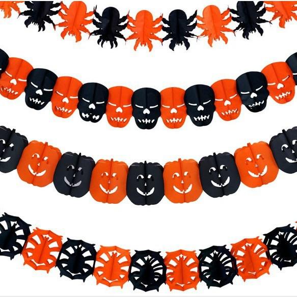 Halloween Ghost, Spider, and Pumpkin Bunting Decorations 