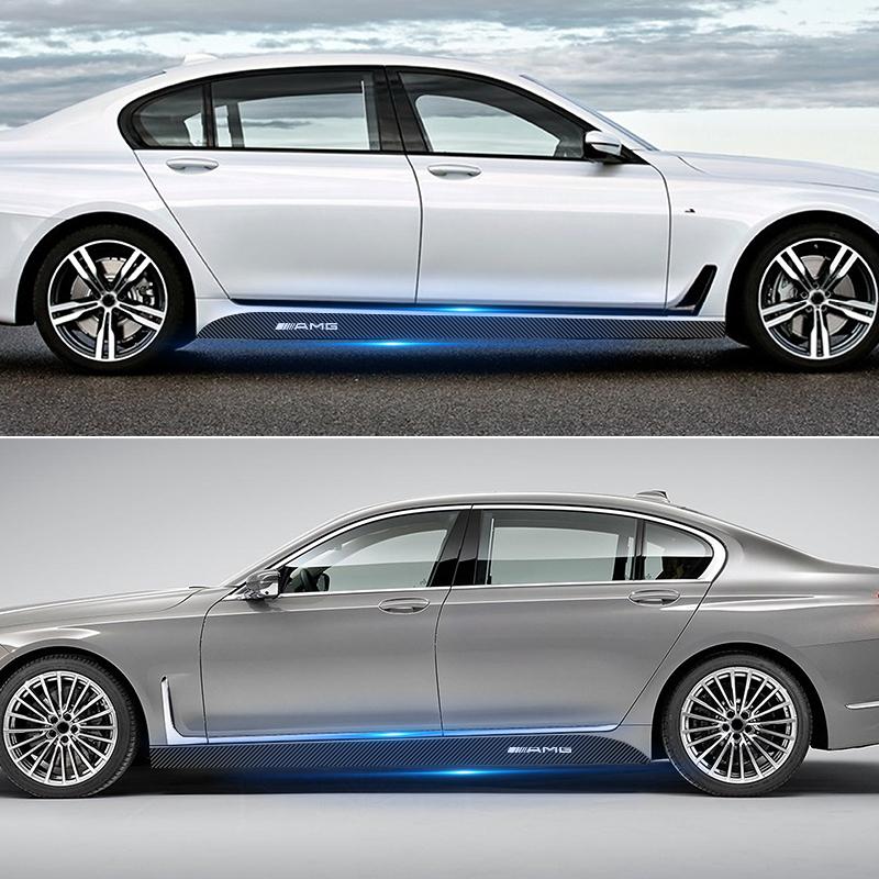 2Pcs Car Door Side Stripes Skirt Sticker Body Vinyl Decal Car Styling For Mercedes-Benz AMG C500 C200 C300 A B C E GLA CLA GLK GL ML GLE W204 W205