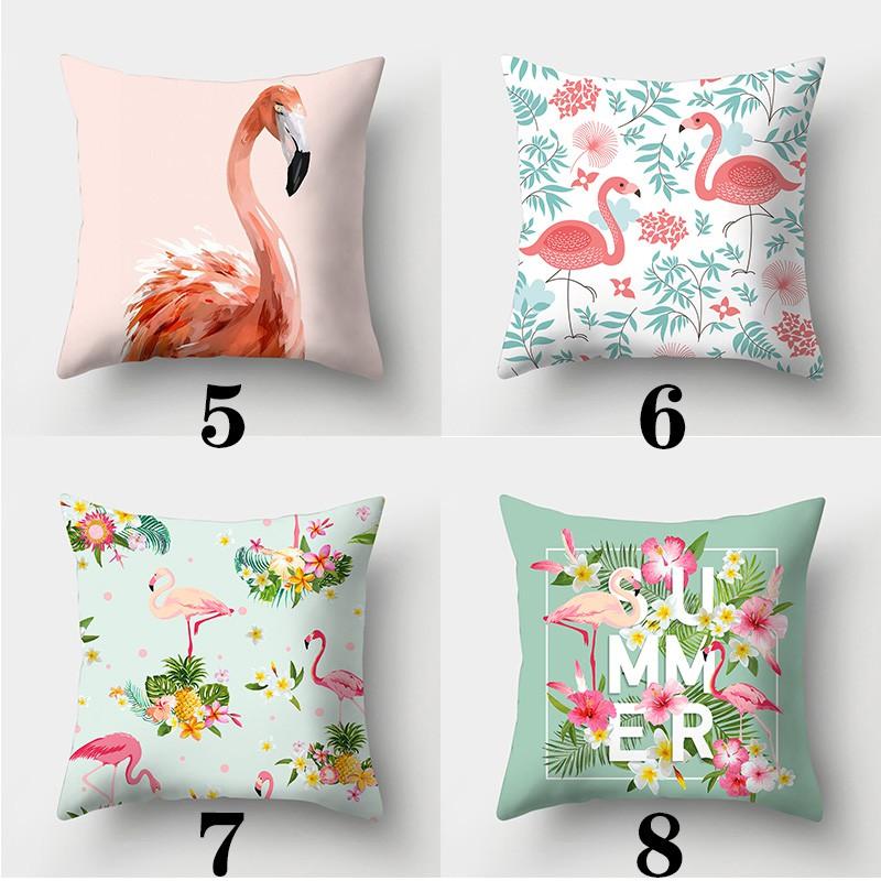 Tropical Flamingo Print Pillowcase Square Peach Skin Sofa Pillowcase Home Decor Pillowcase