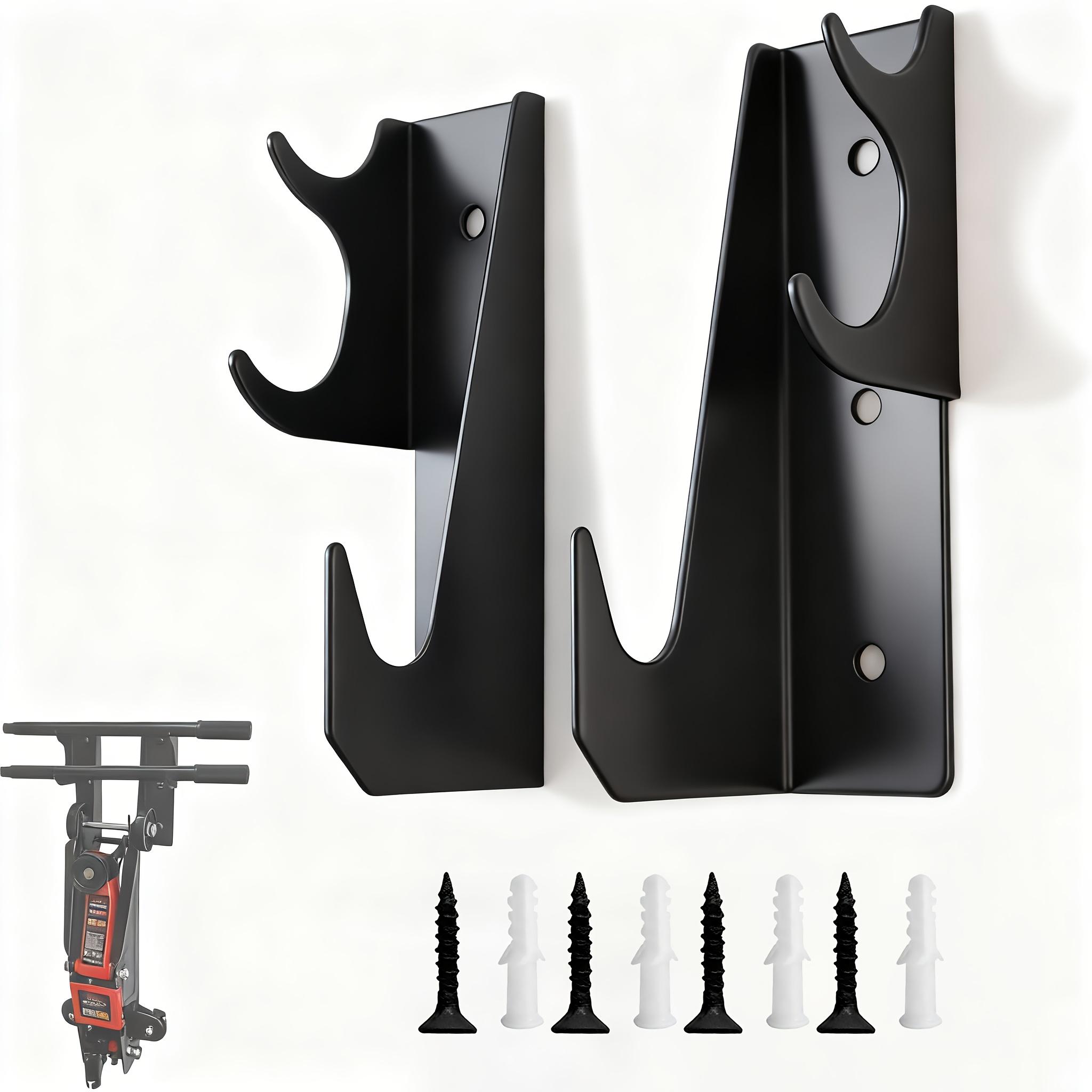 2pcs Max Version Oversized Heavy-Duty Metal Floor Jack Stand and Jack Stand Wall Mount Hook Rack, Black Plated, Holds Up to 22 Lbs 2pcs Max Version Jack Hook
